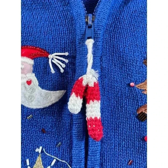 Carly St. Claire Vintage Blue Christmas Collection Full Zip Cardigan SIZE-MEDIUM - Picture 6 of 12